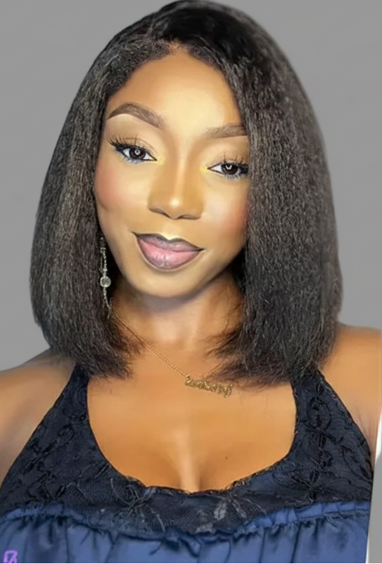 Kinky Straight Bob Wig: Effortless Style with a Natural Touch! READY-TO-WEAR