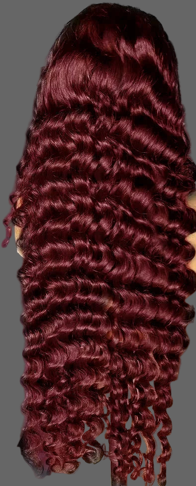 Loose Deep Wave Reddish Brown 13x6 Lace Front Wig - Human Hair Pre-Plucked Virgin Hair, Glueless HD Frontal