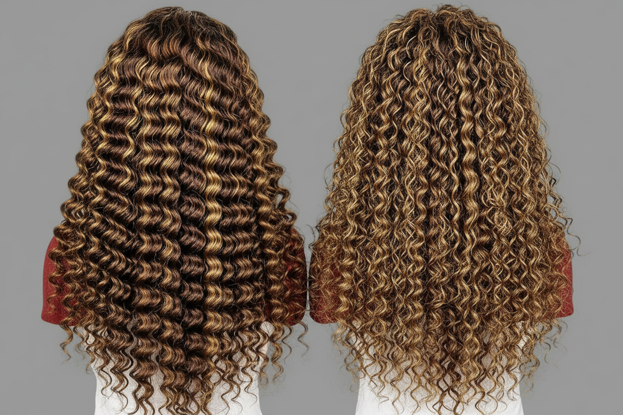 Ombre Curly Highlight Wig: Ready-to-Wear Human Hair Deep Wave with 7x5 Lace Closure!