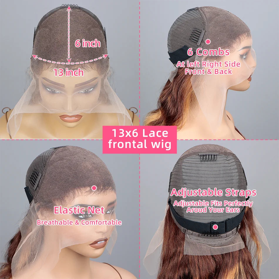 Highlight Body Wave Bob Wig: Honey Blonde Lace Front Human Hair Wigs