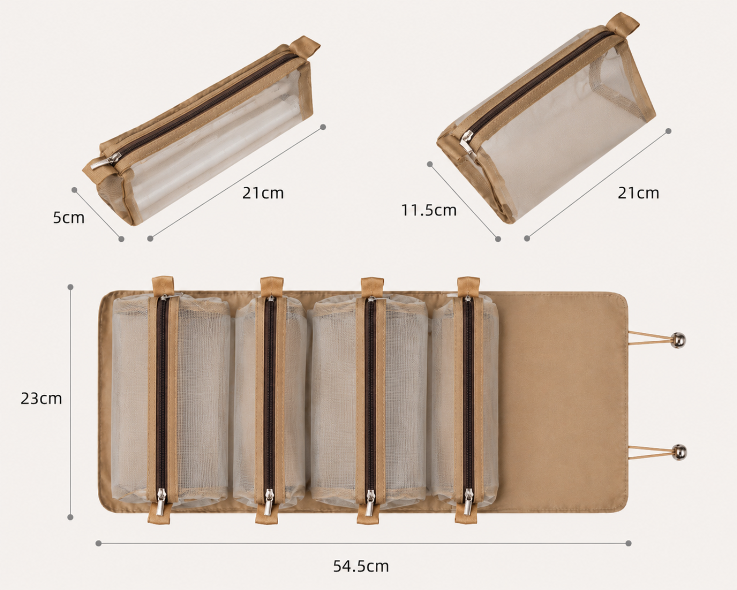 Travel Makeup Organizer Bag, 4-in-1 Foldable Cosmetic & Toiletry Bag with 4 Removable Mesh Pouches, Waterproof Makeup Storage Case for Women, Skincare, Toiletries & Travel Essentials