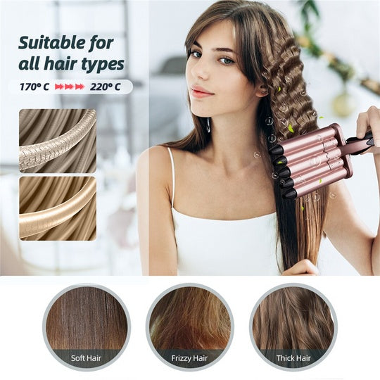 Instant Wave 5-Tube Ceramic Hair Curler, 16mm Barrel, Rose Gold