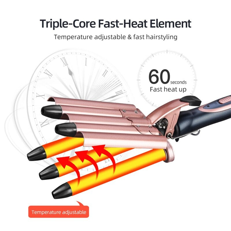 Instant Wave 5-Tube Ceramic Hair Curler, 16mm Barrel, Rose Gold