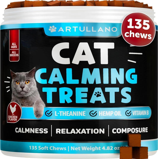Hemp Cat Calming Treats - Stress & Anxiety Relief for Cats and Kittens with Melatonin
