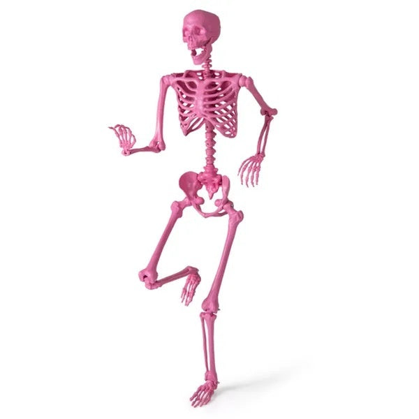 Halloween Pink Skeleton Decor - No Assembly Needed, Integrated Hanging Rope, Playful-Spooky Vibe For Parties Yards