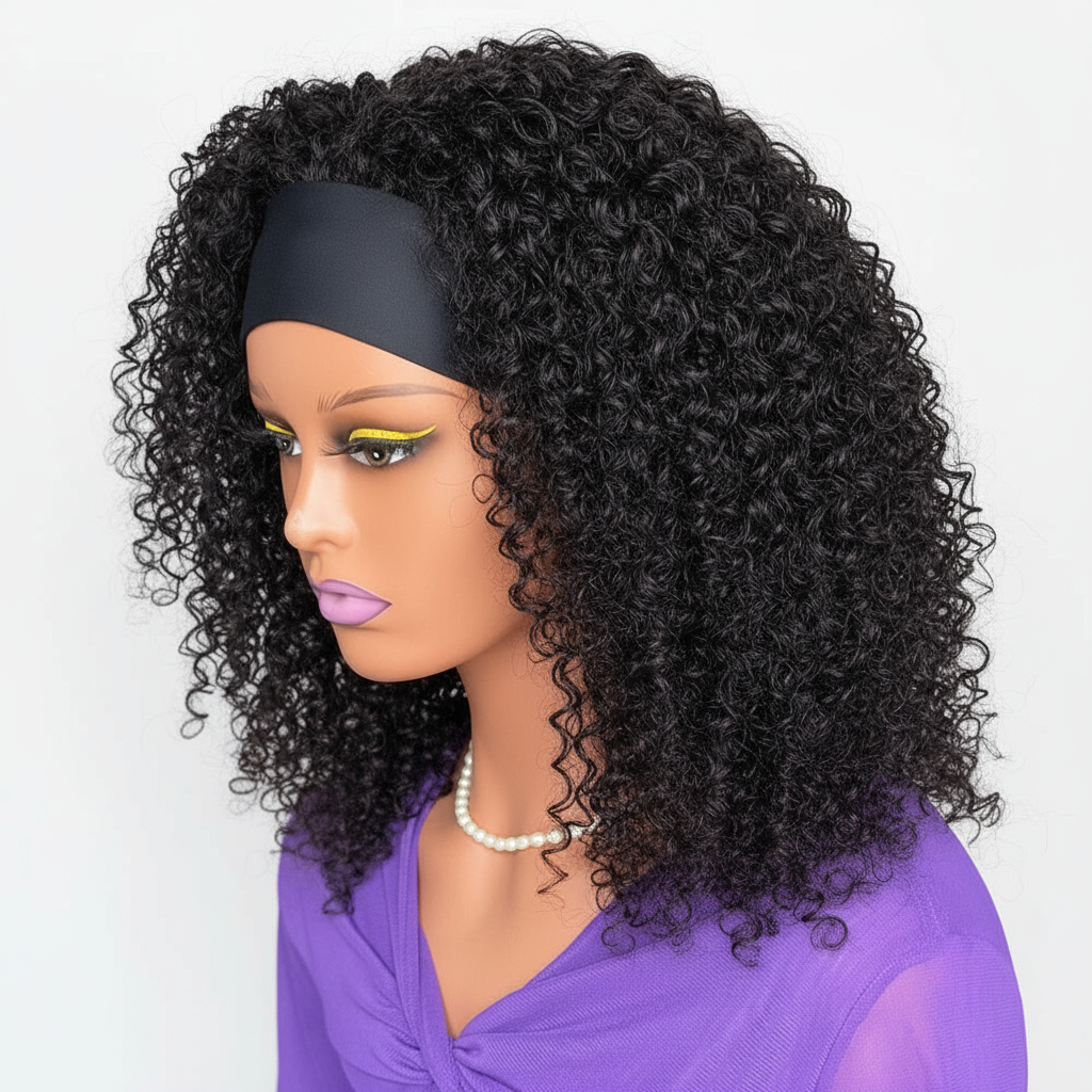 Curly Headbandwig Human Hair Wigs