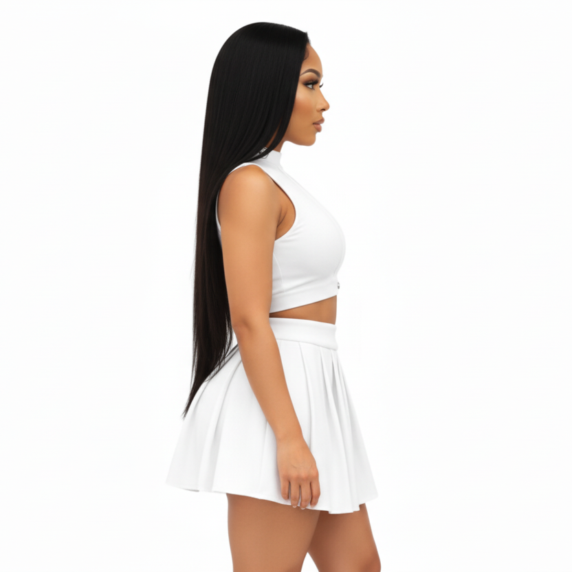 Cali4Luxe Women's 2 Piece Outfits Skirt Sets Summer Sleeveless Crop Top Pleated Short Mini Skirt