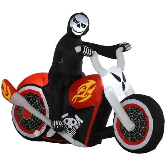 Halloween Inflatable Ghost Biker Decoration, 70.75x47.25 inch, LED Lights, Indoor/Outdoor
