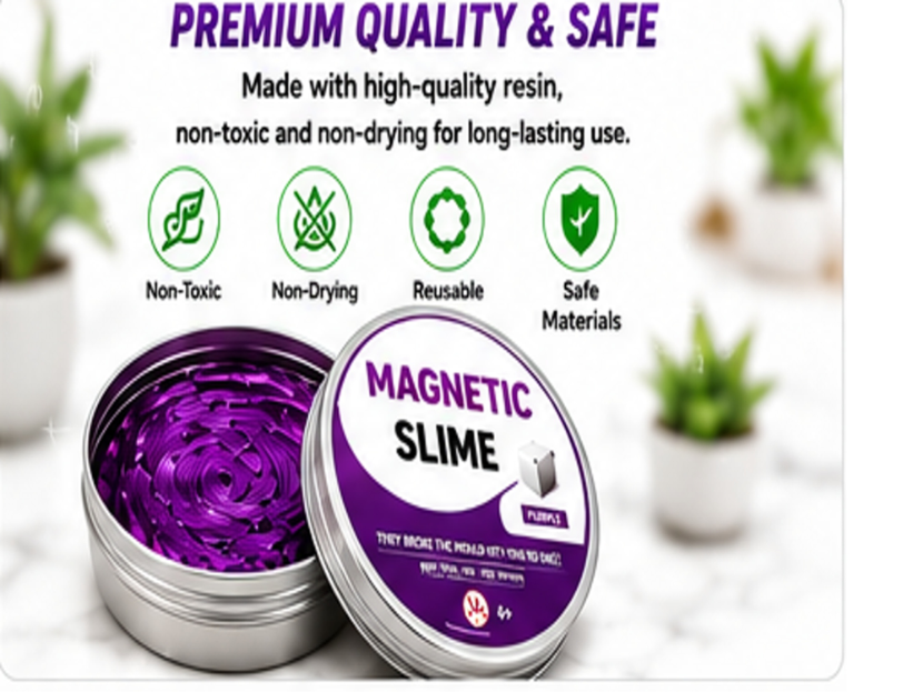 Magnetic Slime Fidget Toy – Stretchable Magnetic Putty Slime for Stress Relief, Sensory Play & Creative Fun, Non-Toxic Reusable Metallic Slime, 6 Colors, Ages 8+