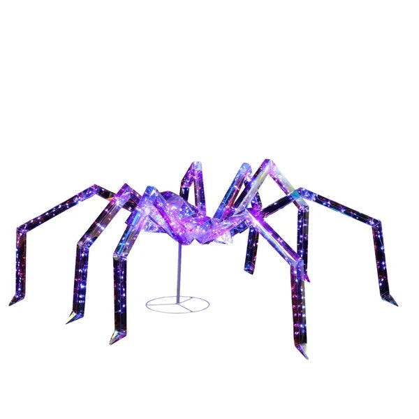 3FT Halloween Decorations Light Up Spider, Outdoor Halloween Decor Lighted Iridescent Spider, Weather Proof Pre-lit Spider With 340 LED Lights, For Front Yard Porch Gardens Lawns Party
