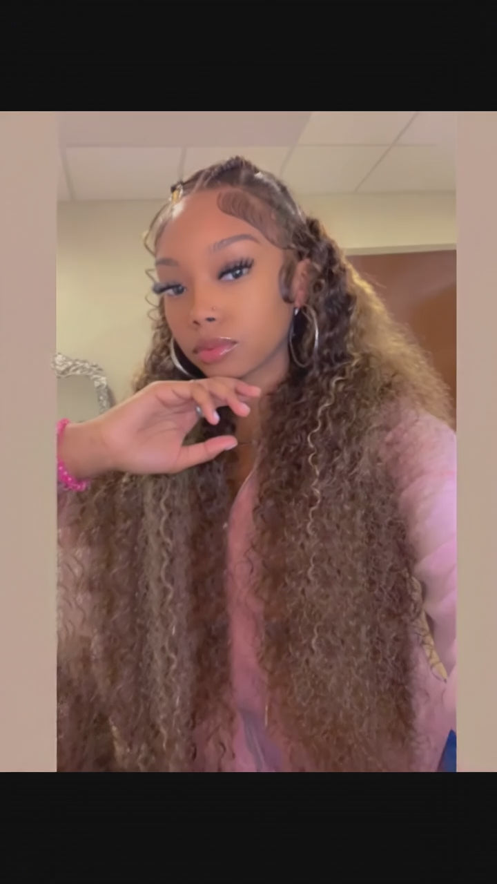 Ombre Curly Highlight Wig: Ready-to-Wear Human Hair Deep Wave with 7x5 Lace Closure!