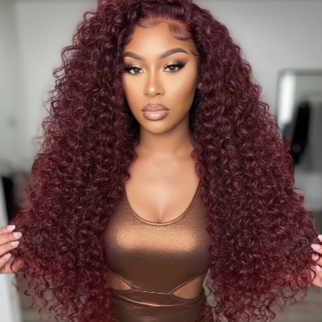 Loose Deep Wave Reddish Brown 13x6 Lace Front Wig - Human Hair Pre-Plucked Virgin Hair, Glueless HD Frontal